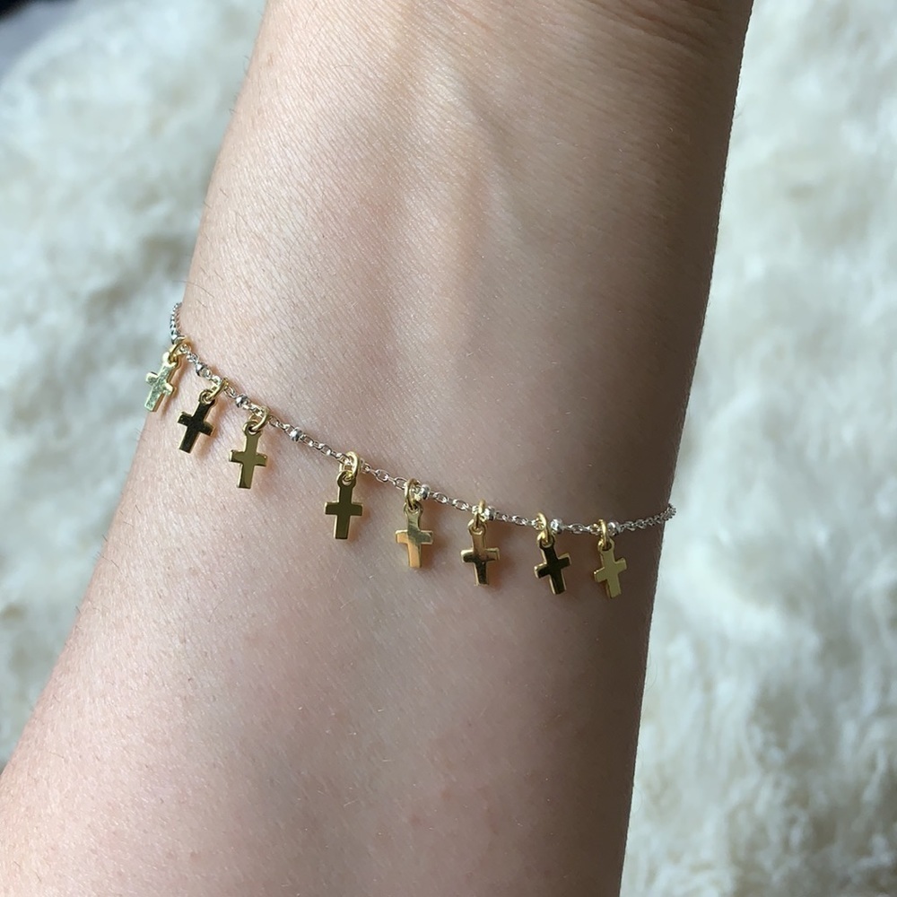 Argento Vivo The Cross Fringe Bracelet In gold tone NWT